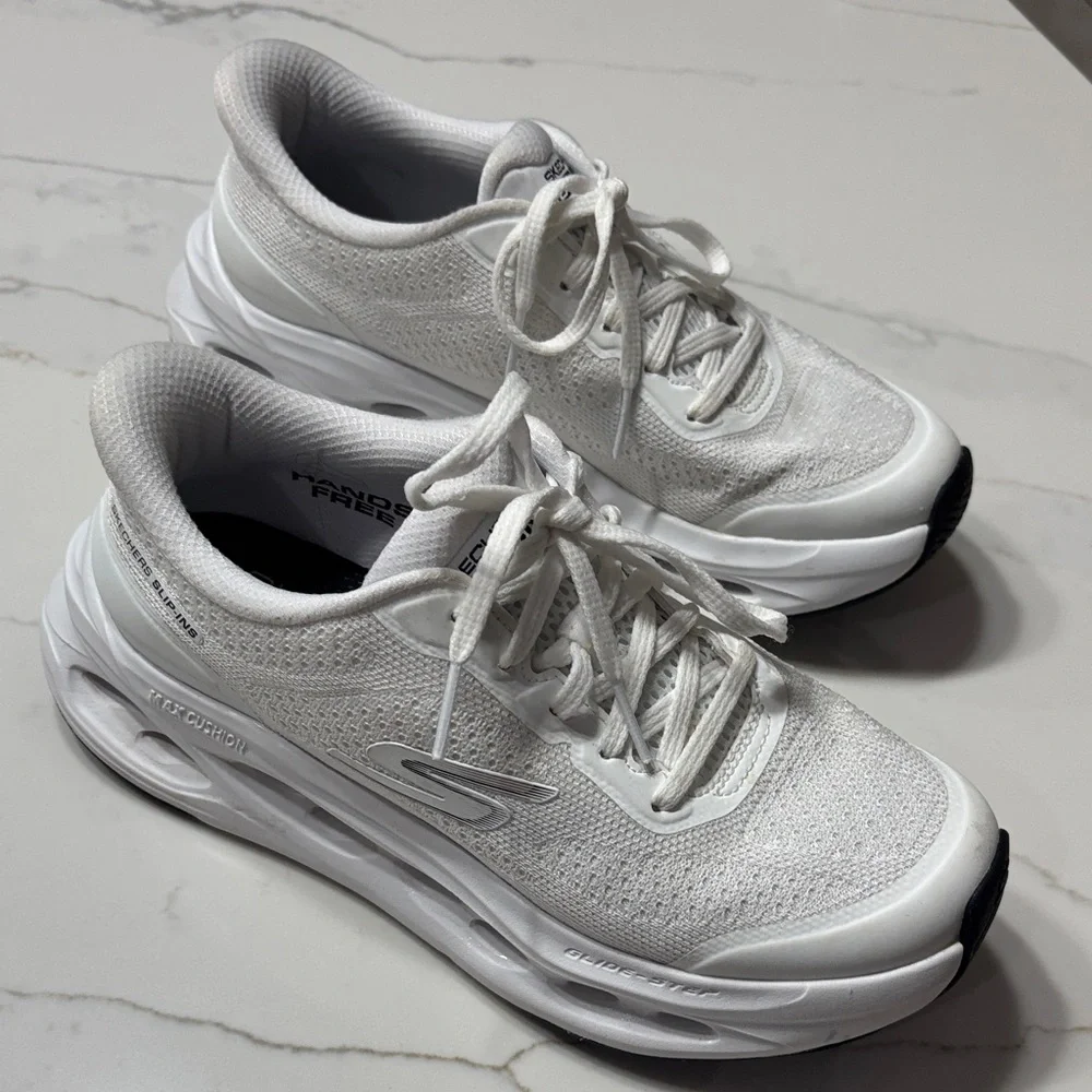 Skechers Women's White Slip-On Sneakers - Picture 6 of 17